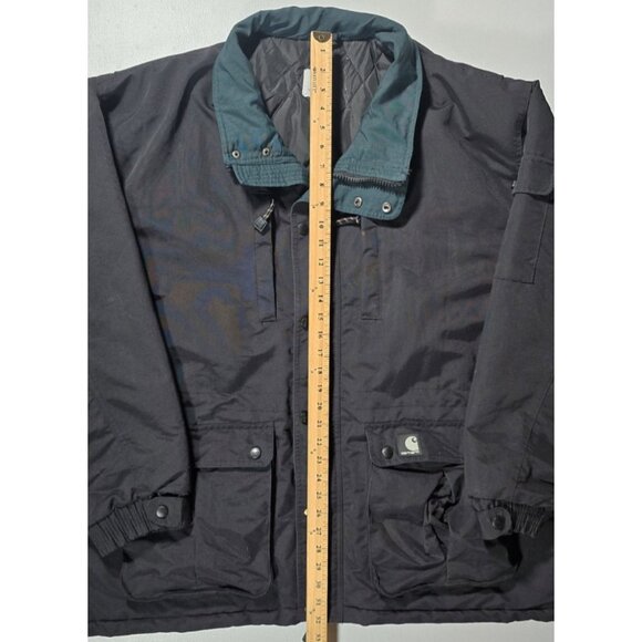 Carhartt Full Zip Quilt Lined Black/Green Outdoor Work Coat Jacket Men's 2XL - Picture 2 of 16